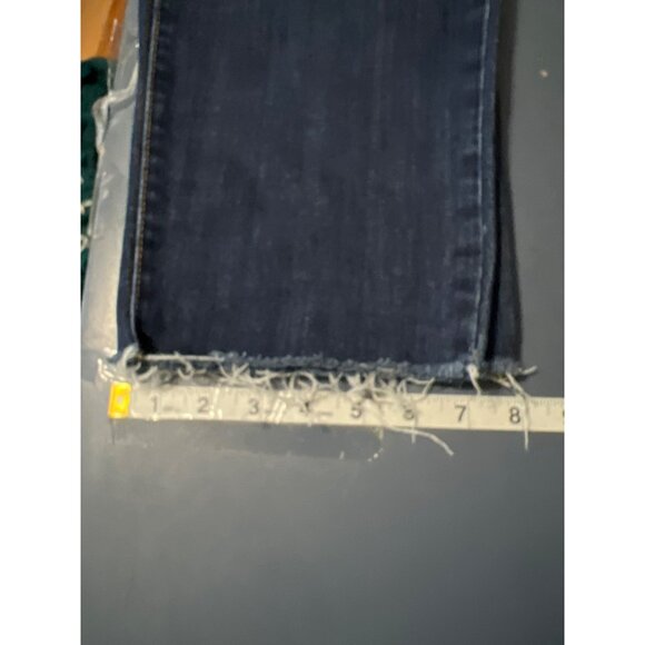 Seven7 Tower Straight Crop Jeans Size 10 Distressed Hem Dark Wash Denim - Picture 5 of 13